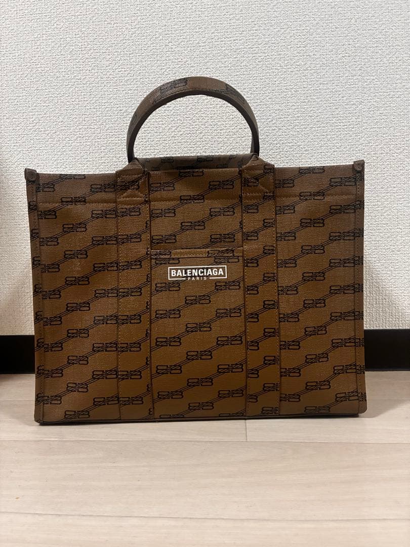 【メル29609】BALENCIAGA ロゴプリント トートバッグ