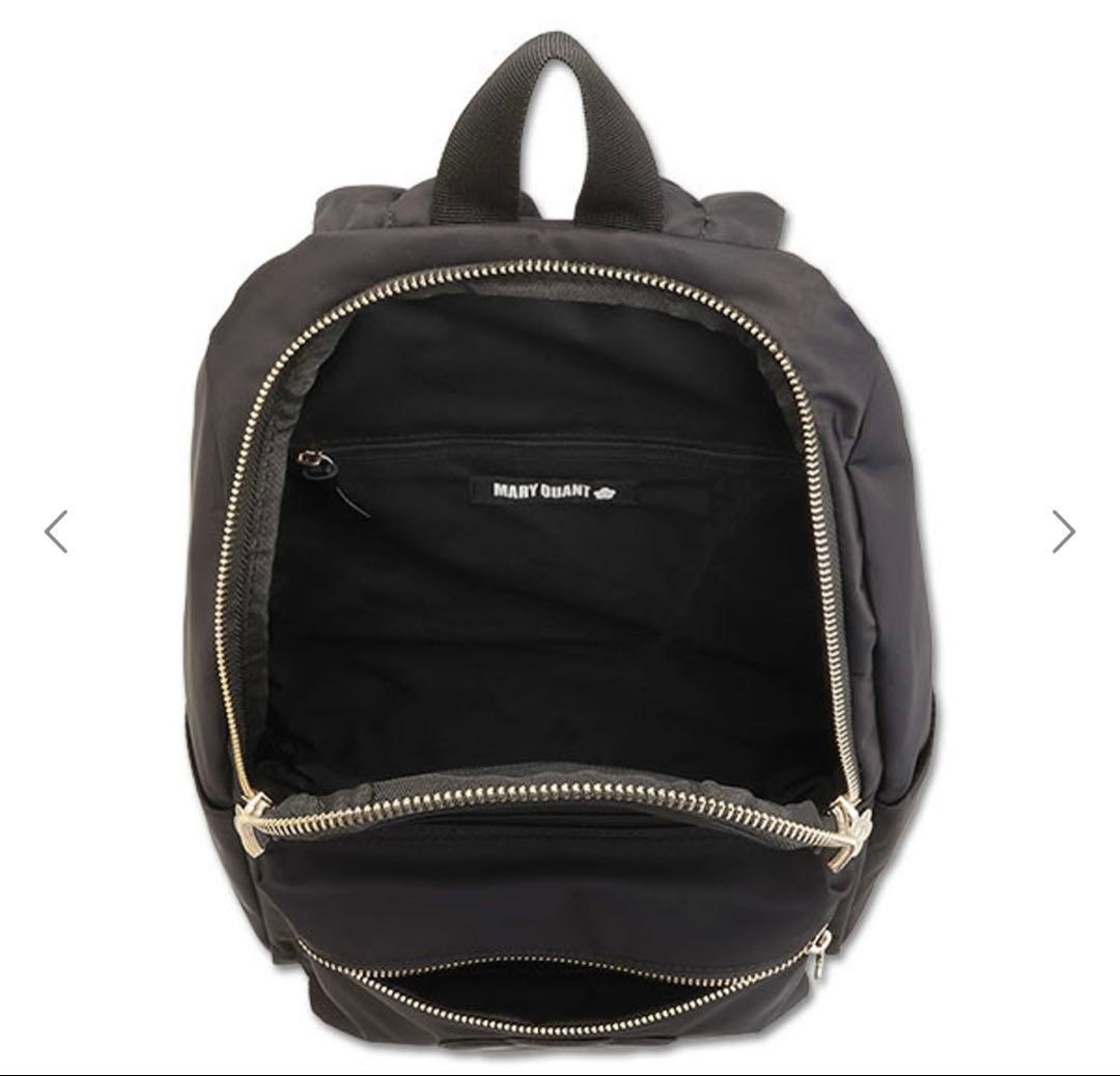 美品 MARY QUANT ナイロンマットサテンデイジー リュック ブラック