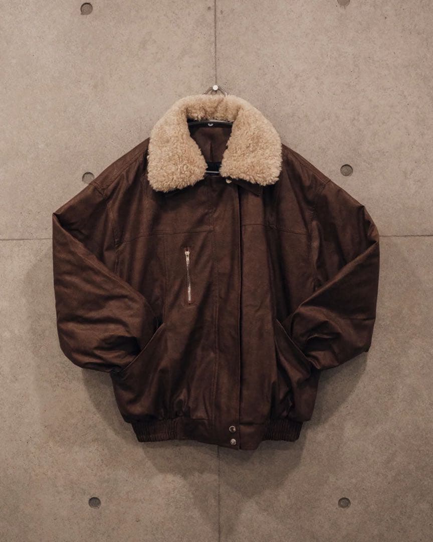 yolo レザー ジャケット ブラウン ファー付き