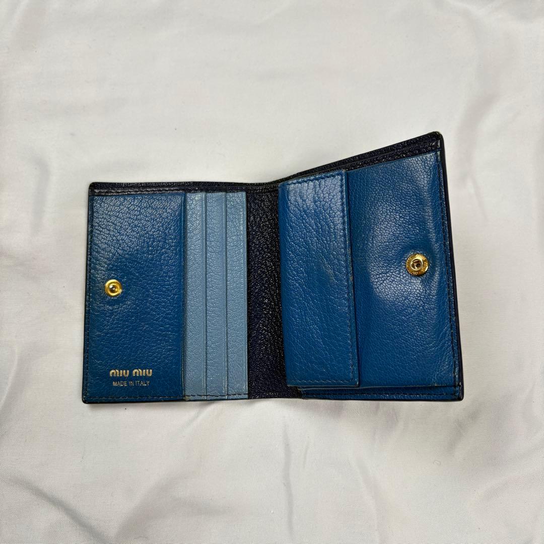小物 Archive miu miu compact wallet navy