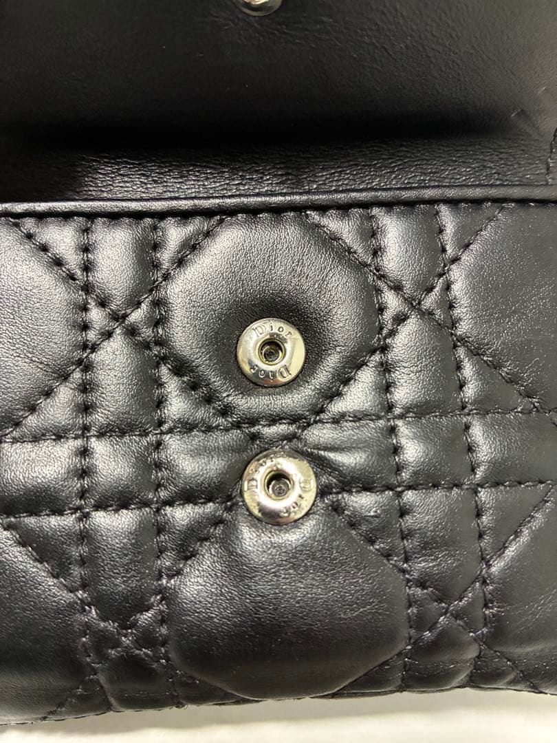 ま*る様 Dior ロータスウォレット カナージュ 三つ折り財布 ブラック