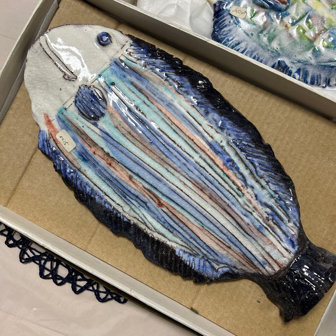 魚　壁掛け　陶板　カラフル　熱帯魚　レア　レトロ　4点まとめて