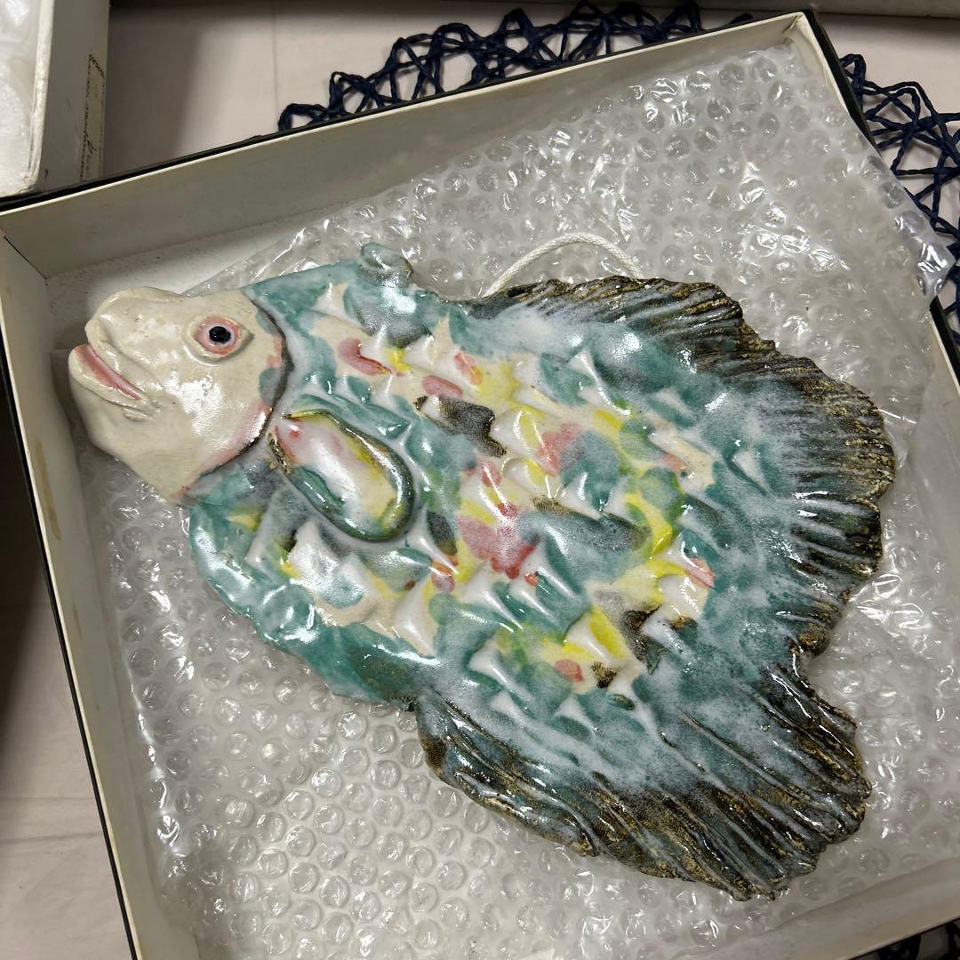 魚　壁掛け　陶板　カラフル　熱帯魚　レア　レトロ　4点まとめて