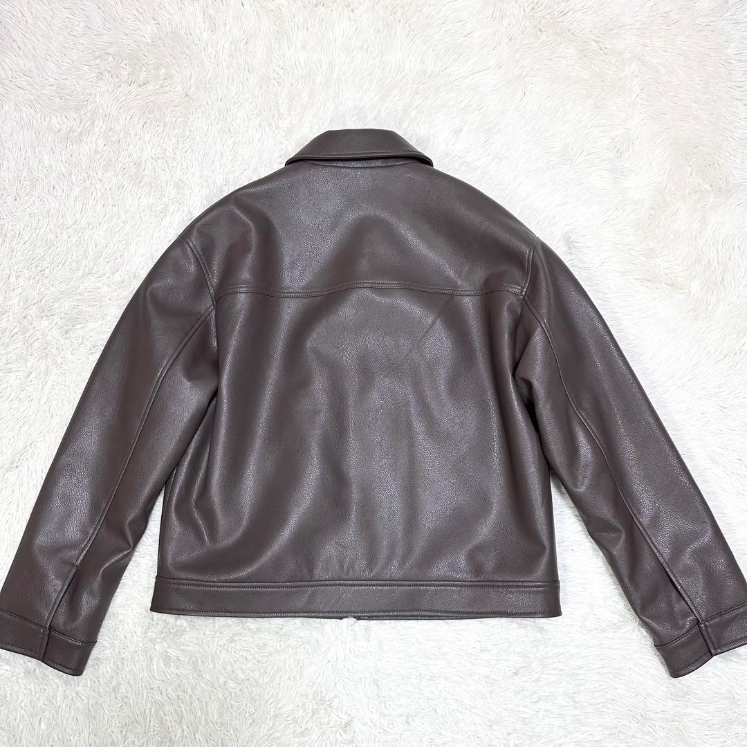 【極美品 2XL相当✨】ZARA レザージャケット ブラウン系 マガジンポケット
