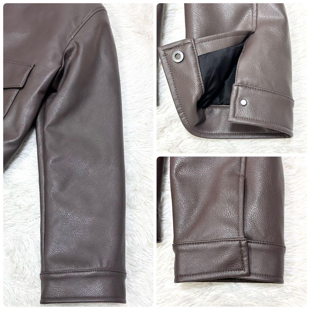 【極美品 2XL相当✨】ZARA レザージャケット ブラウン系 マガジンポケット