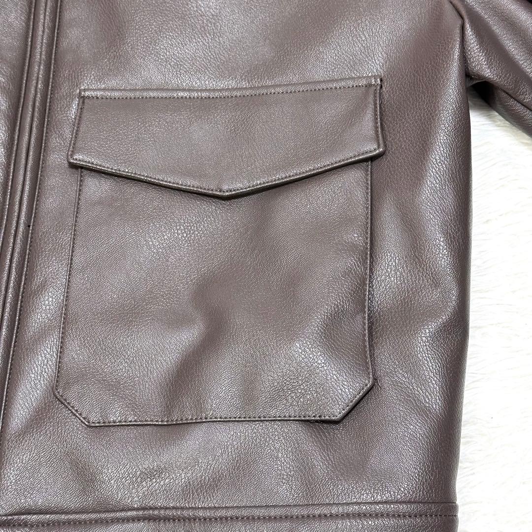 【極美品 2XL相当✨】ZARA レザージャケット ブラウン系 マガジンポケット