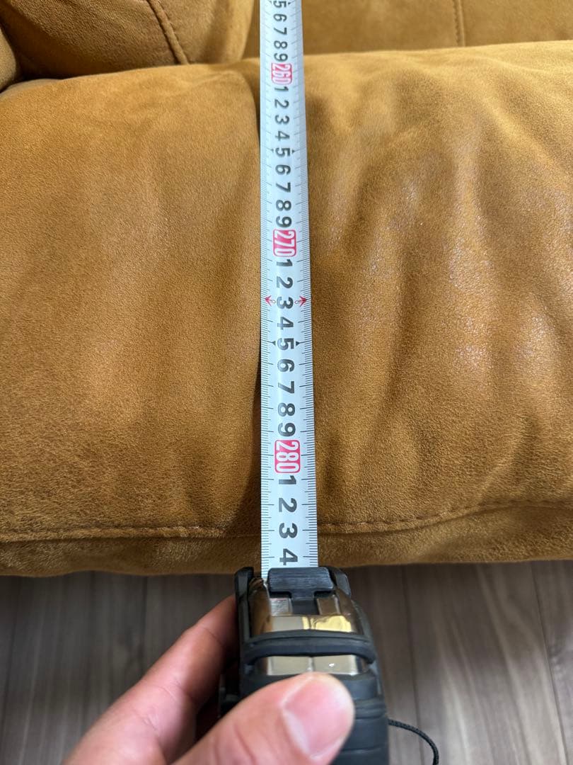 ブラウン スエード調 L字型ソファ