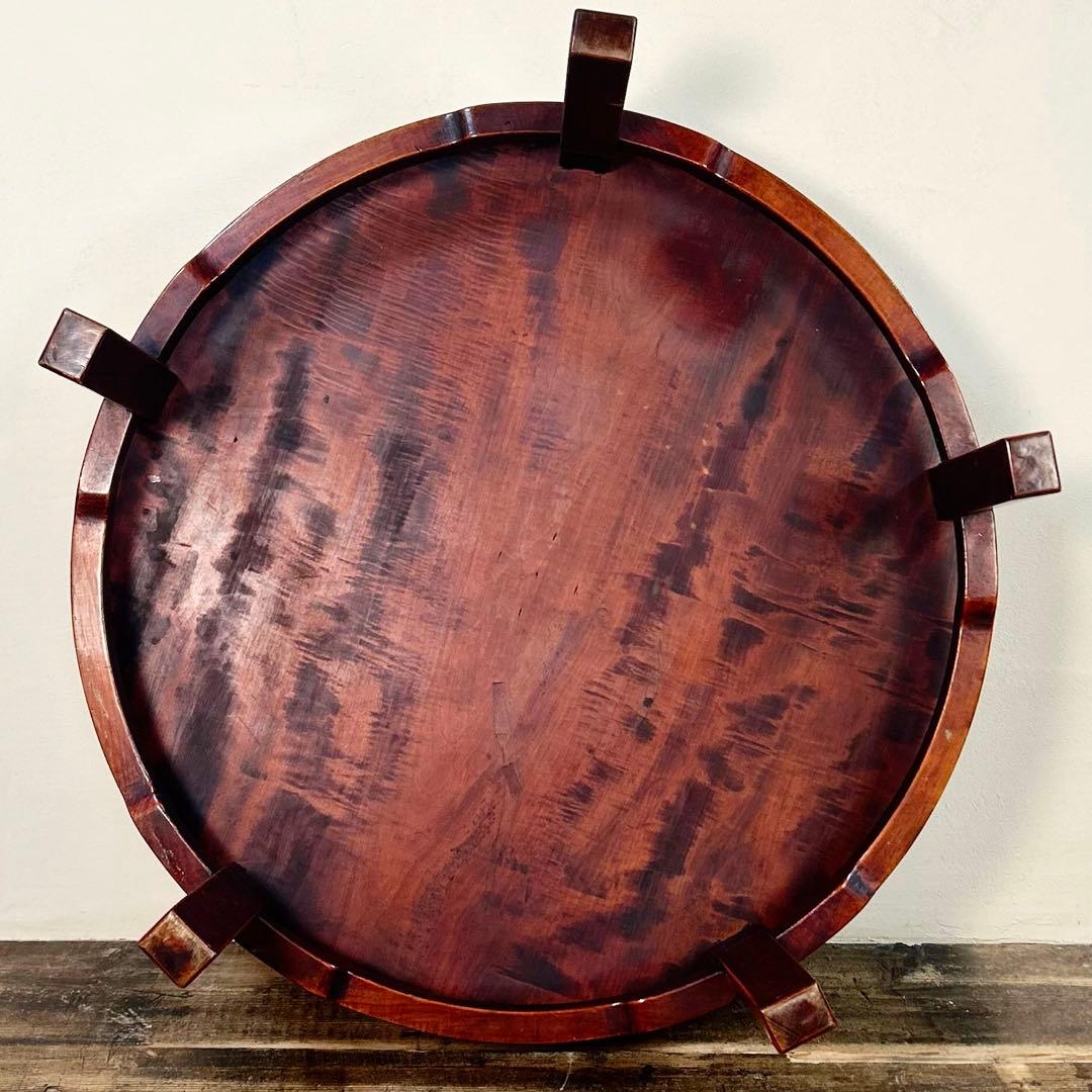 アンティーク 丸座卓 ローテーブル 赤 朱塗り 欅 昭和初期　ちゃぶ台　座卓