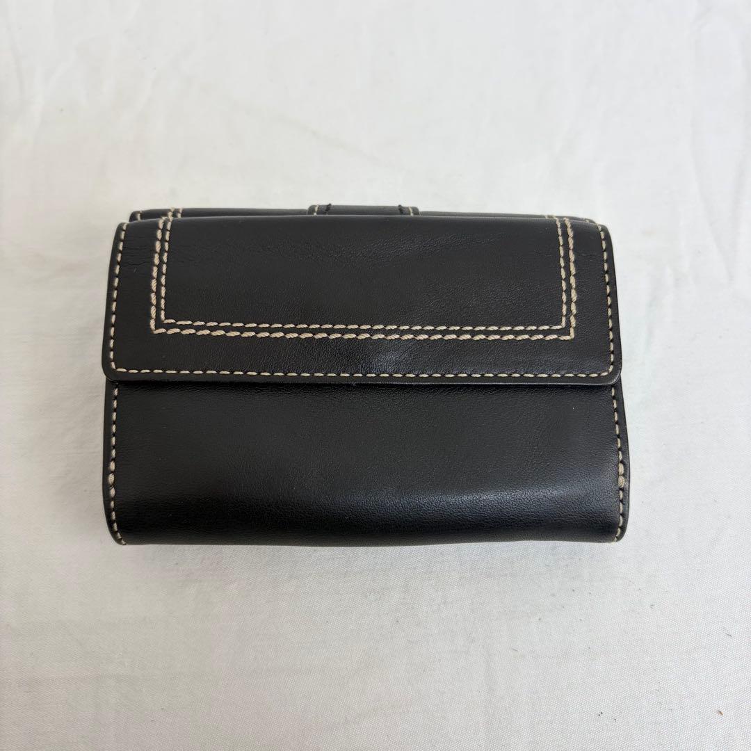 B-458 COACH 三つ折財布 ブラック レザー バックル 001