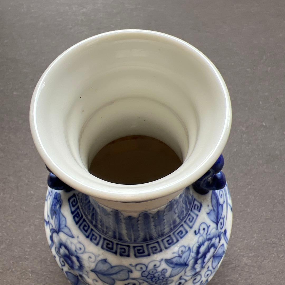 中国青花 染付 双耳瓶 花瓶 壺 陶磁器 古美術