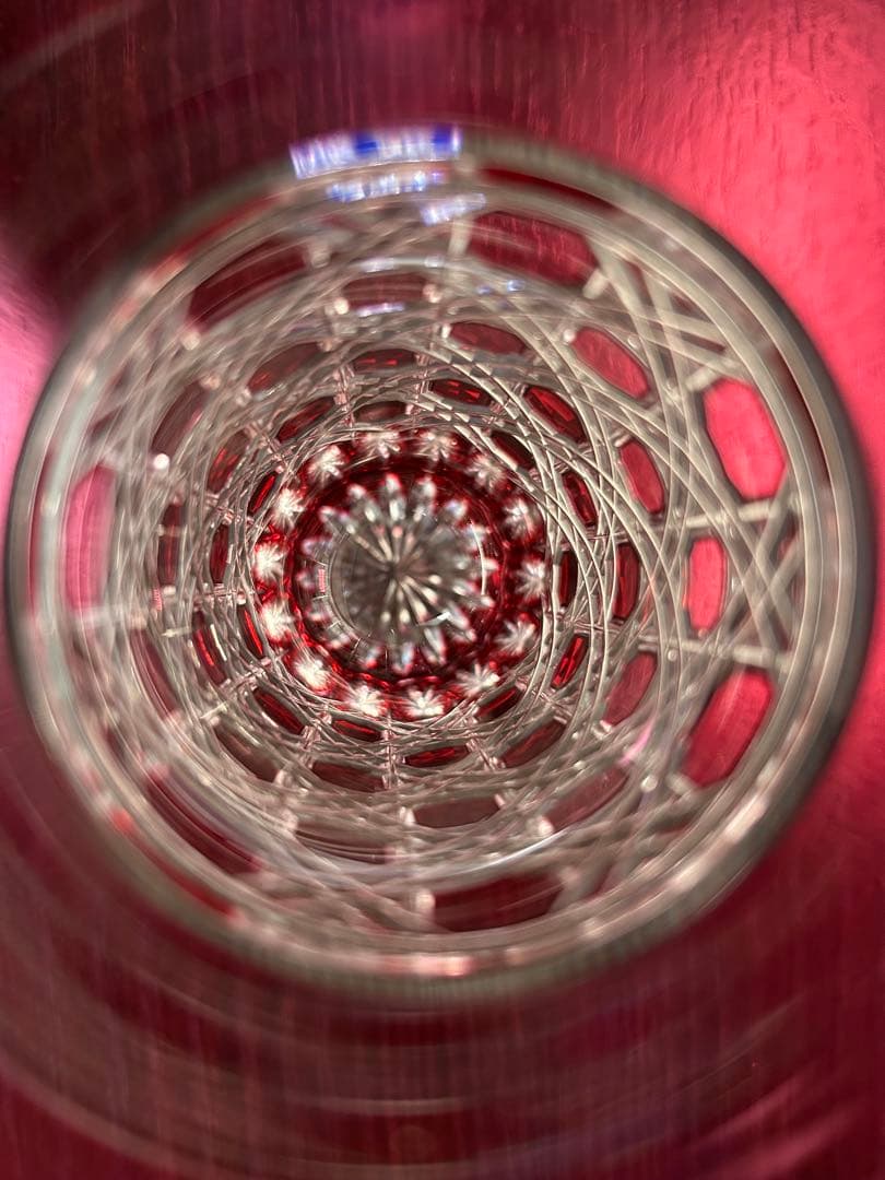 江戸切子　タンブラー　八角籠目　セット（瑠璃、赤）