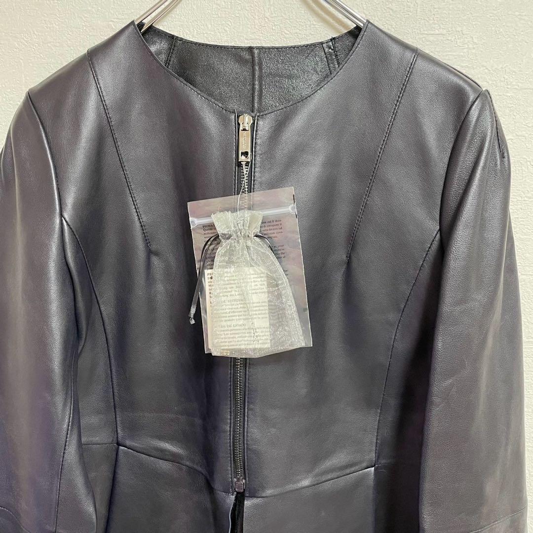 SPORTMAX スポーツマックス　レザージャケット　ノーカラージャケット　M