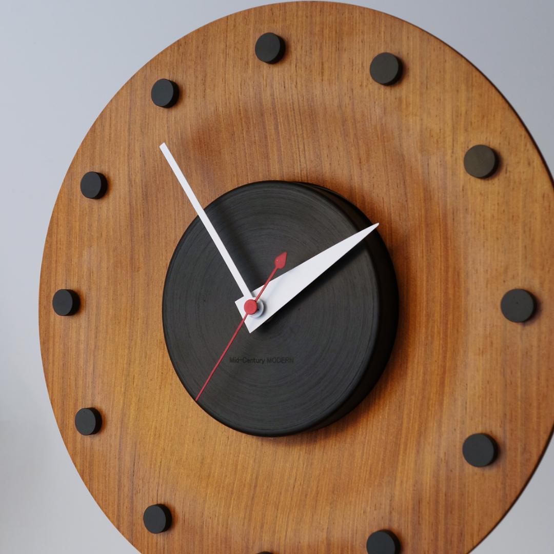 1点物 チーク材 プライウッド ミッドセンチュリーモダン かけ時計 改