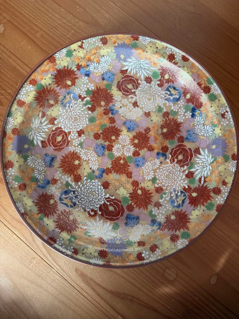 九谷焼 多色花柄 大皿
