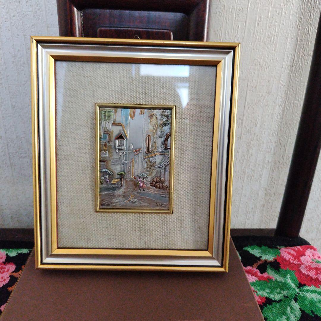 ★イタリア フィレンチェ 銀板画 銀製 925 風景画 額装