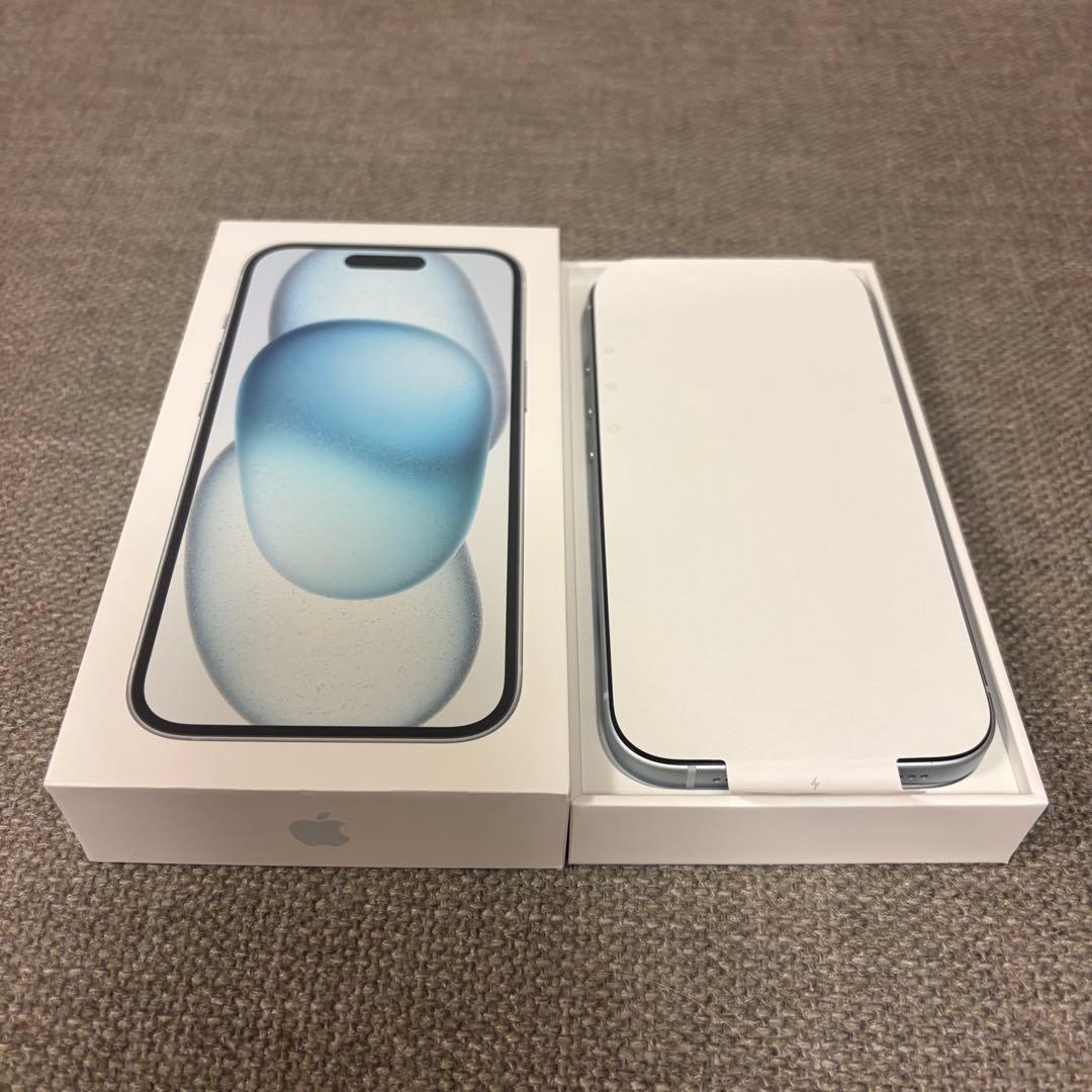 Apple iPhone 15 128GBブルー 本体 箱 ケーブル ケース付き