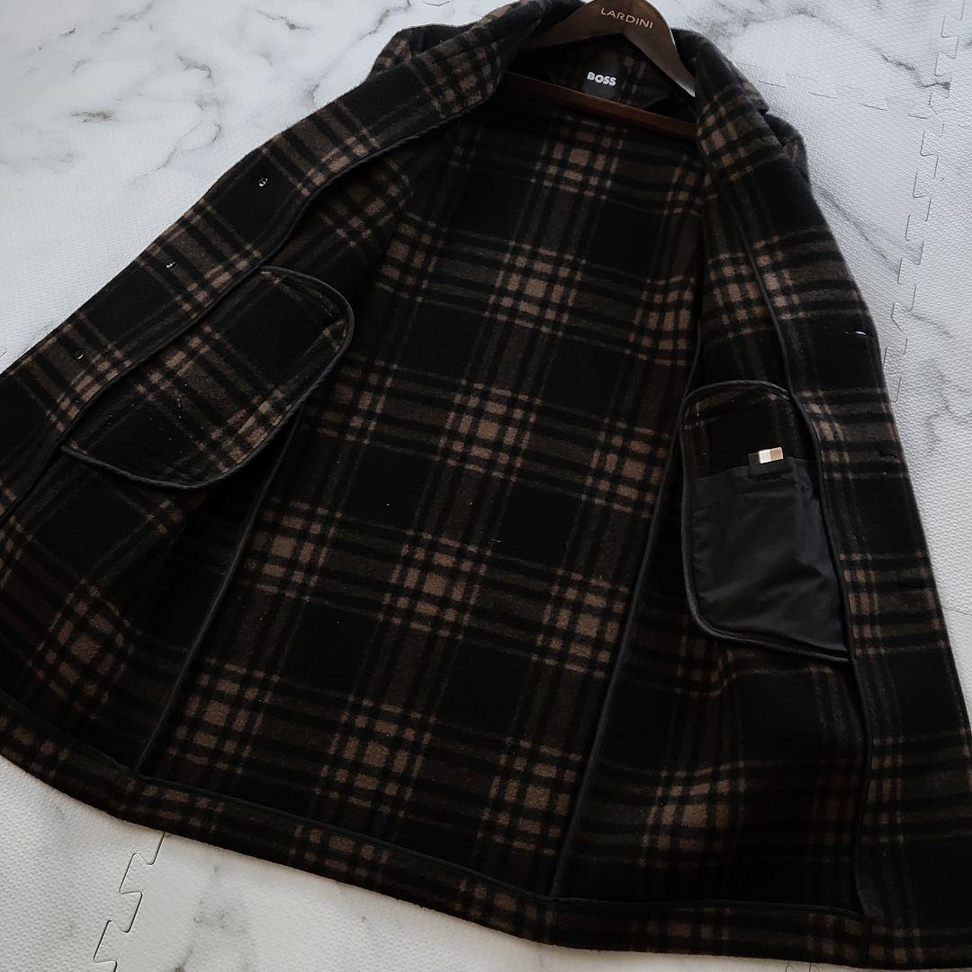 美品✨現行タグ HUGO BOSS チェスターコート マルチチェック 肌触り◎
