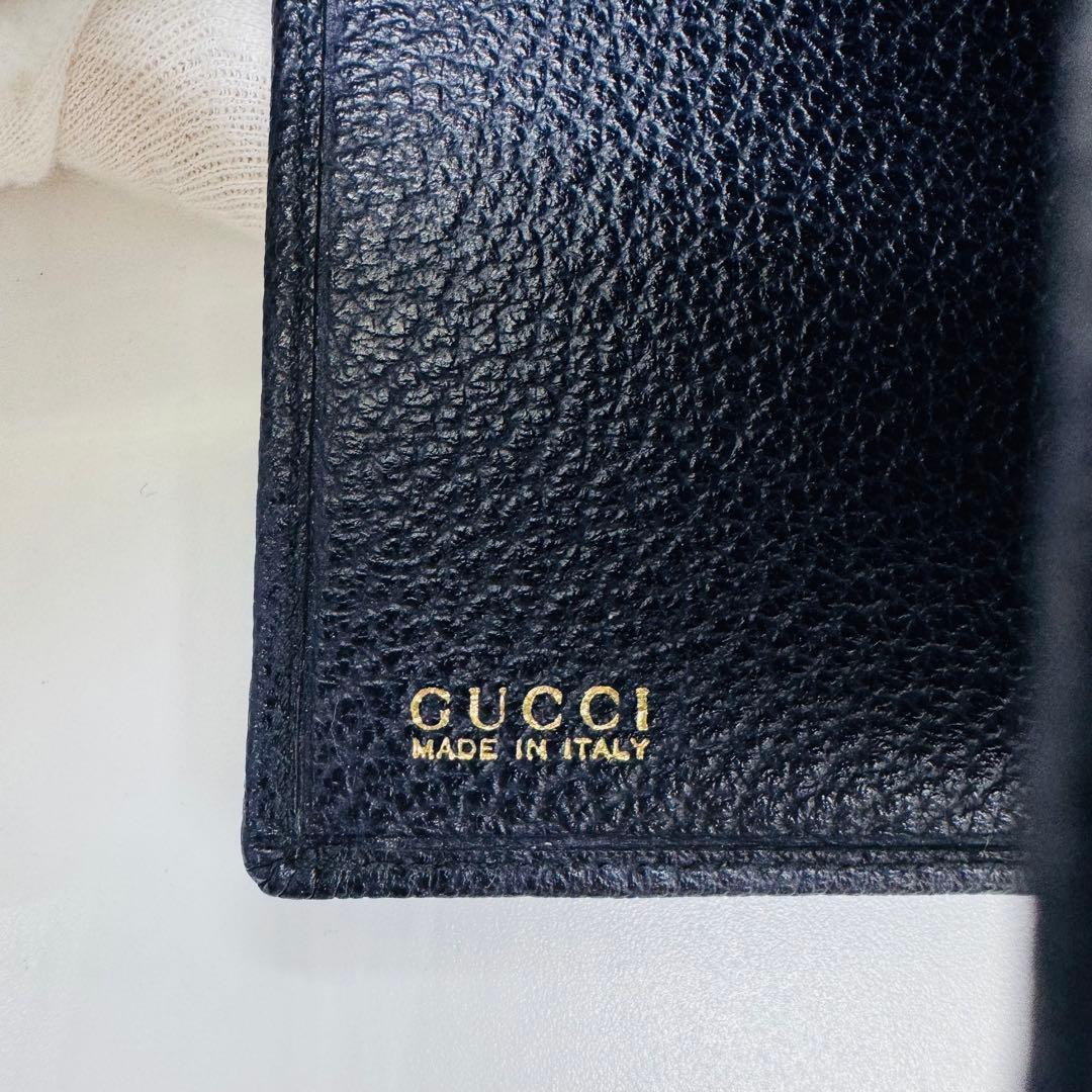 ✨GUCCI✨グッチ✨レザー✨ネイビー✨バンブー✨長財布✨
