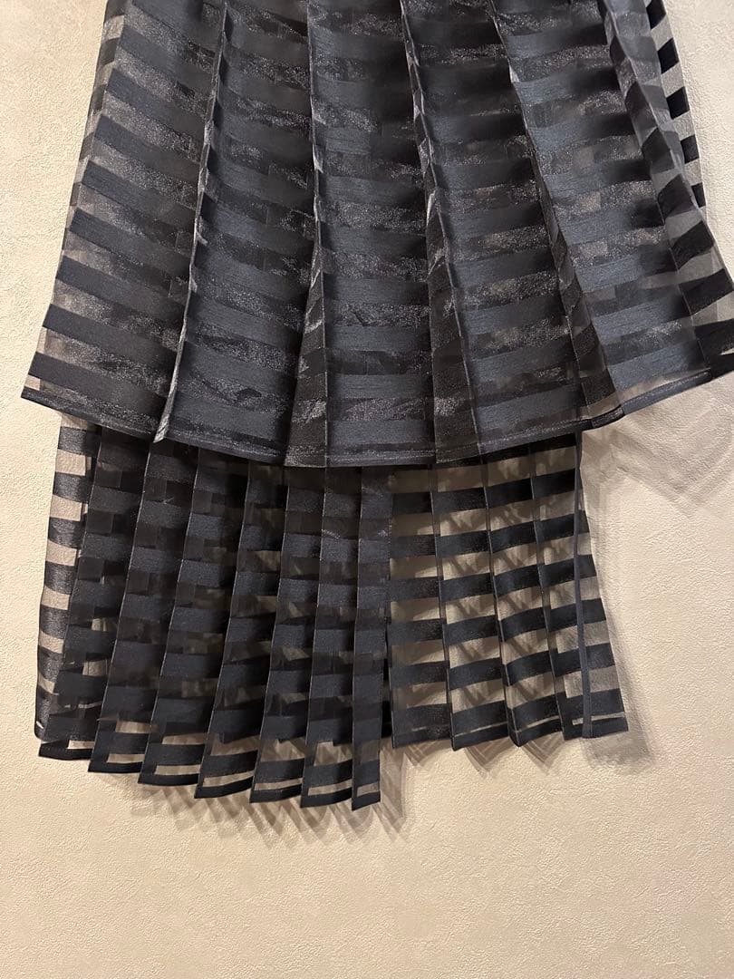 LIMI feu 20SS ボーダーOG組合アシメ巻きプリーツSKTイチゴ