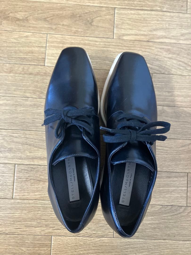 エリスプラットフォームレザー 黒ウェッジソール