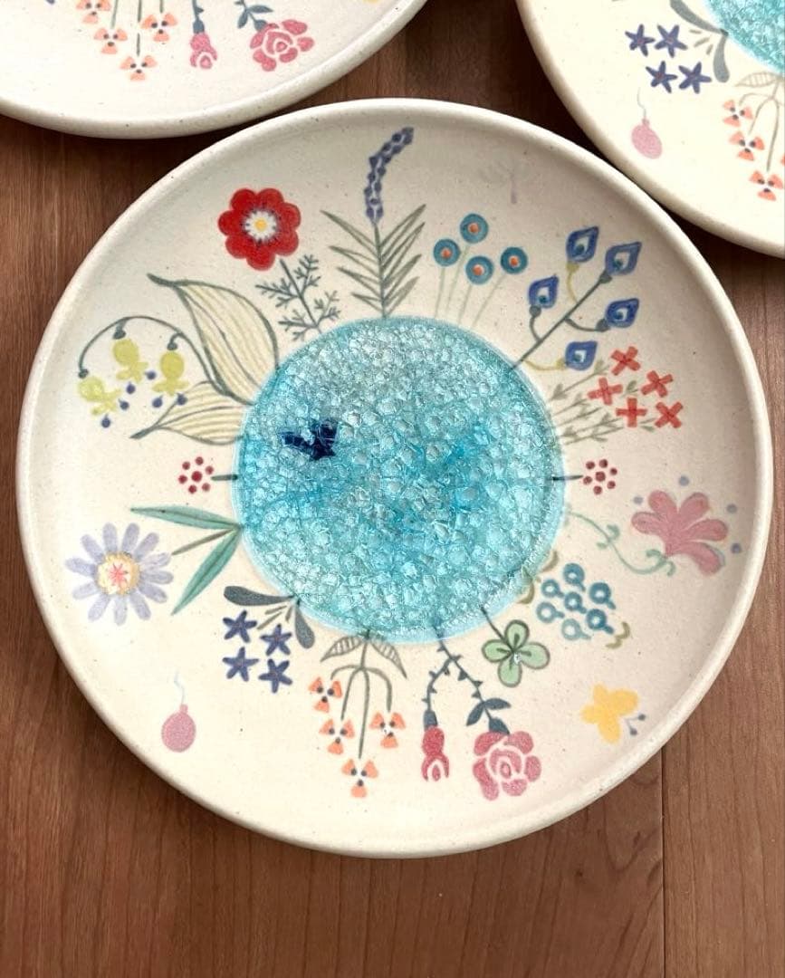 【未使用品】アゴペラボ 湖に魚が泳ぐお皿3枚セット