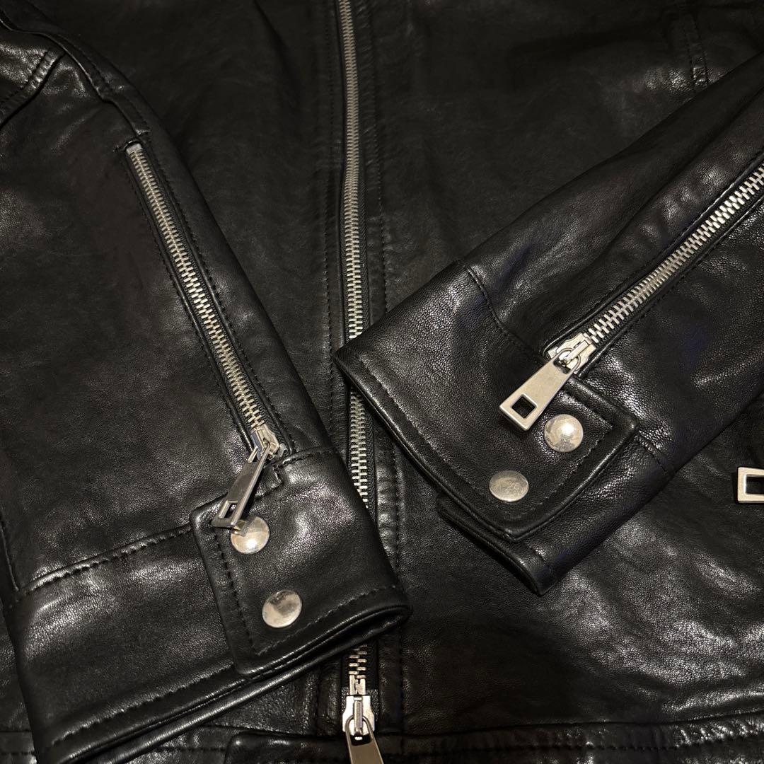 MUSHER 黒 レザージャケット　襟付きシングルライダース　タトラス