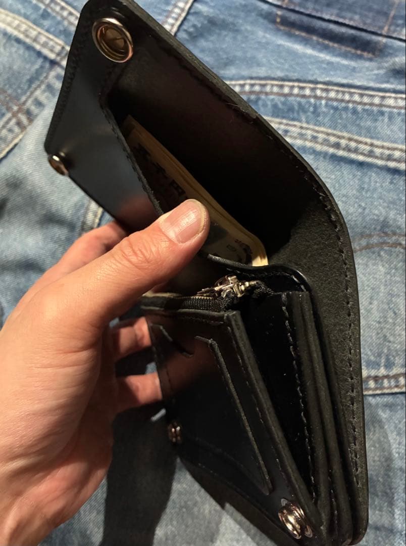 トラッカーウォレット　ミドル　シルバー925アポロコンチョ　【紙幣収納口】