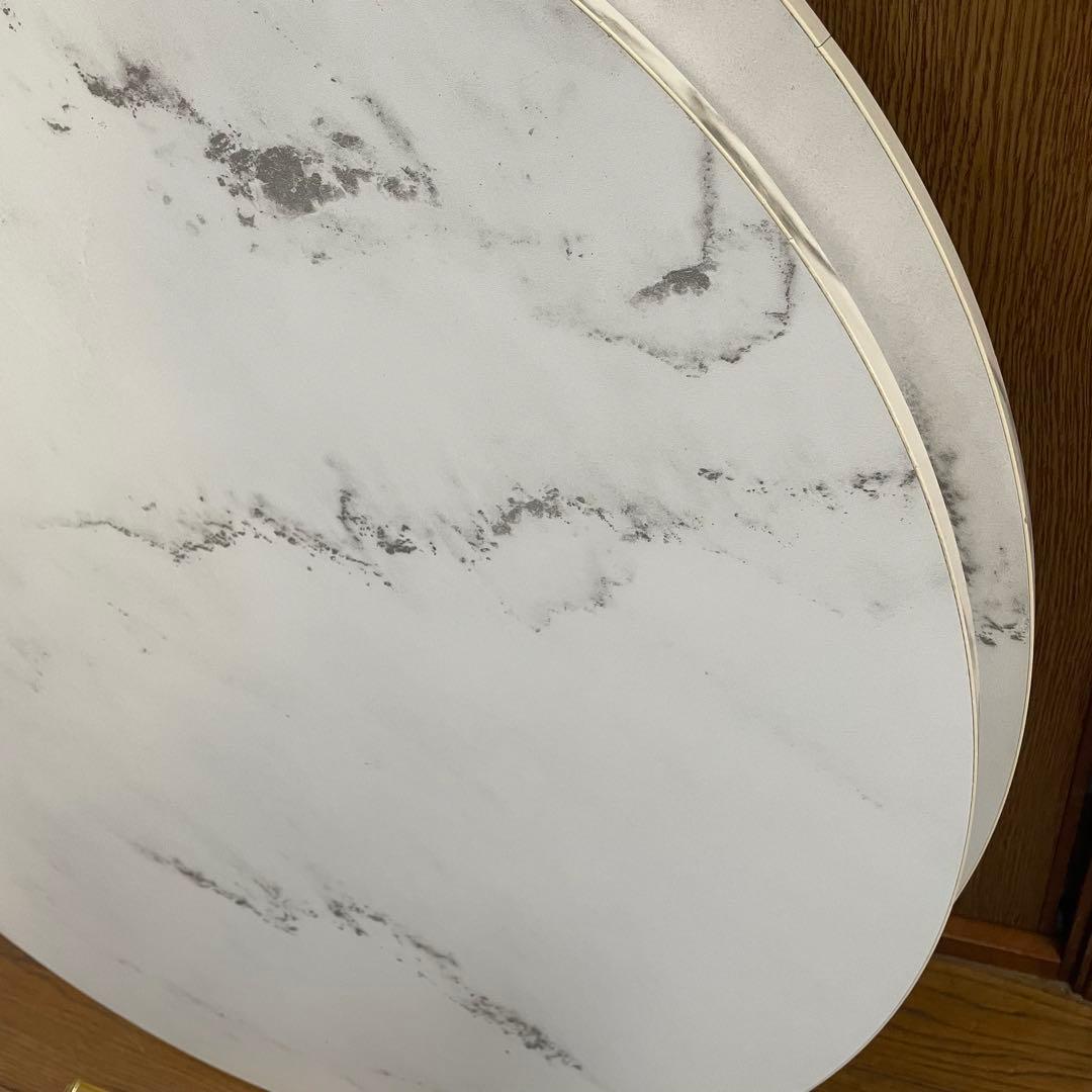 【美品】LOWYA 大理石柄リビングテーブル 丸テーブル[幅69]