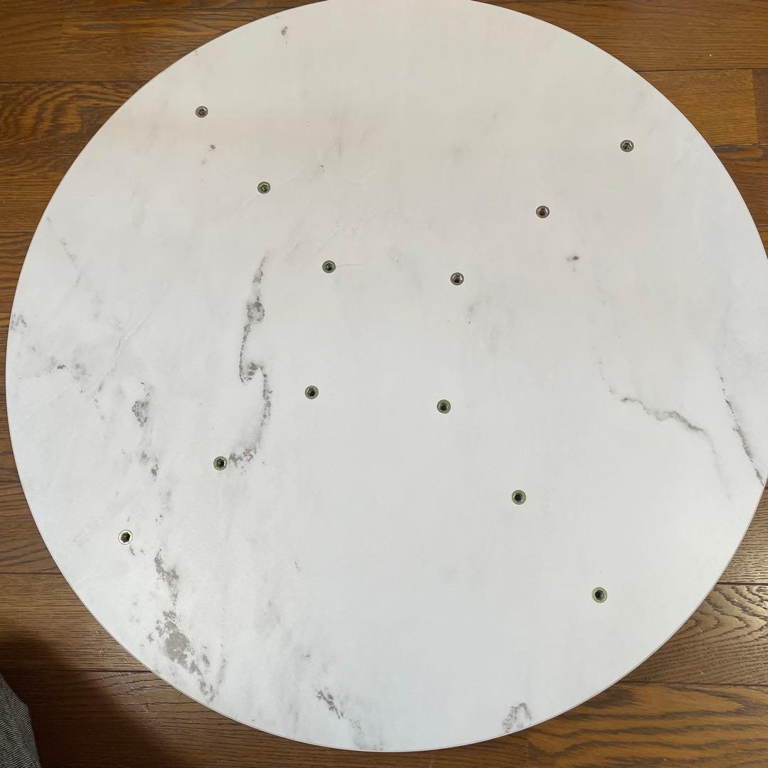 【美品】LOWYA 大理石柄リビングテーブル 丸テーブル[幅69]