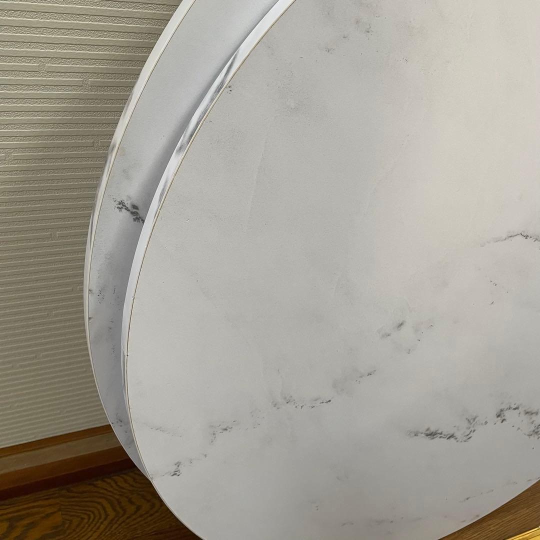 【美品】LOWYA 大理石柄リビングテーブル 丸テーブル[幅69]