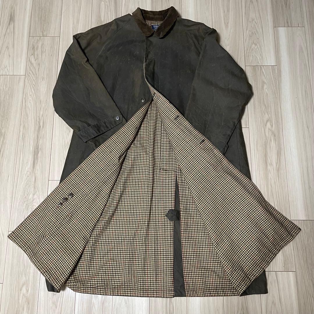 80s ポロバイラルフローレン オイルドコート USA製　バーレー　一枚袖 XL