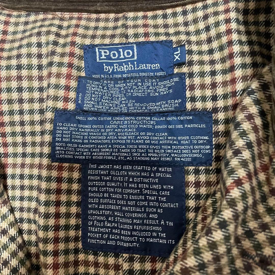 80s ポロバイラルフローレン オイルドコート USA製　バーレー　一枚袖 XL