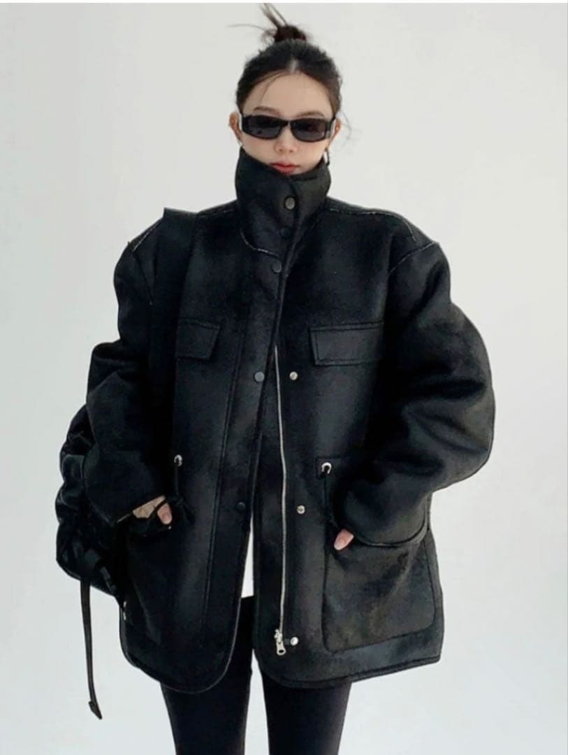 ボアジャケット ブラック・ホワイト・ムートン