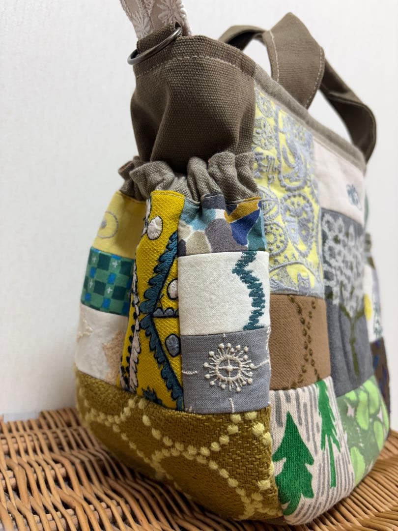 ミナペルホネン＊パッチギャザポケファスナートートL✂️ハンドメイド