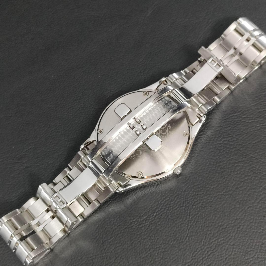 美品　CITIZEN　シチズン　ホワイト　シルバー　ソーラー　腕時計　メンズ
