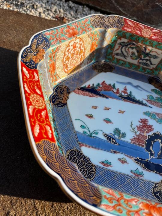 幸楽窯 金彩錦色絵山水　六角　深鉢　有田焼 古伊万里 吉祥　お正月　木箱付