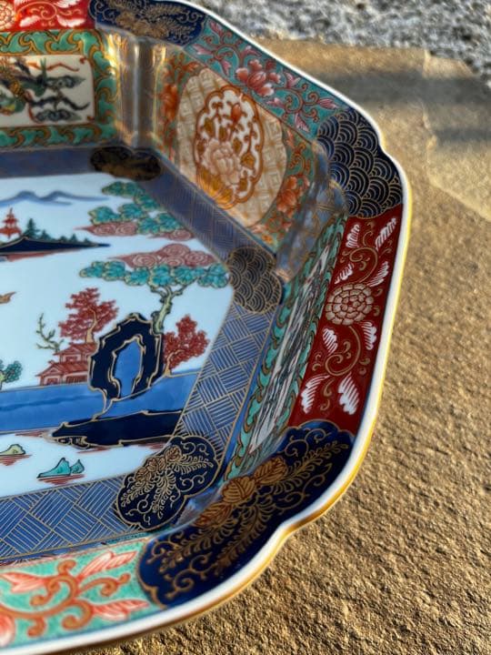 幸楽窯 金彩錦色絵山水　六角　深鉢　有田焼 古伊万里 吉祥　お正月　木箱付