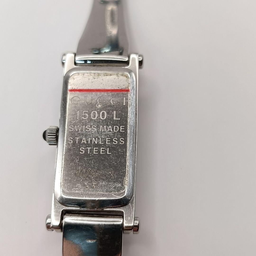 稼働 美品 GUCCI 1500L GG柄 シルバー 1Pダイヤ バングル 時計