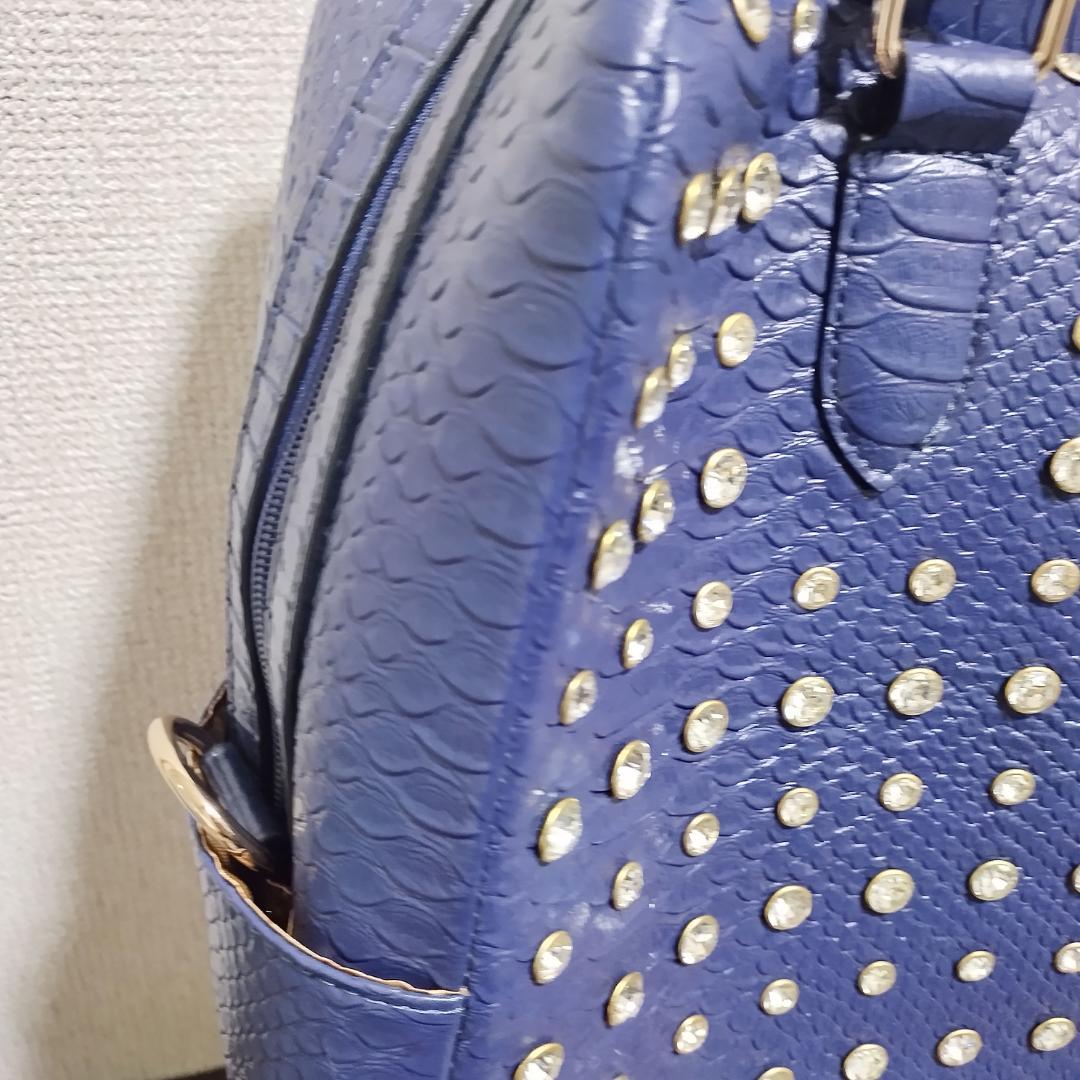 【美品】アビステ メタリックスタッズトローリーバッグ ネイビー キャリーケース