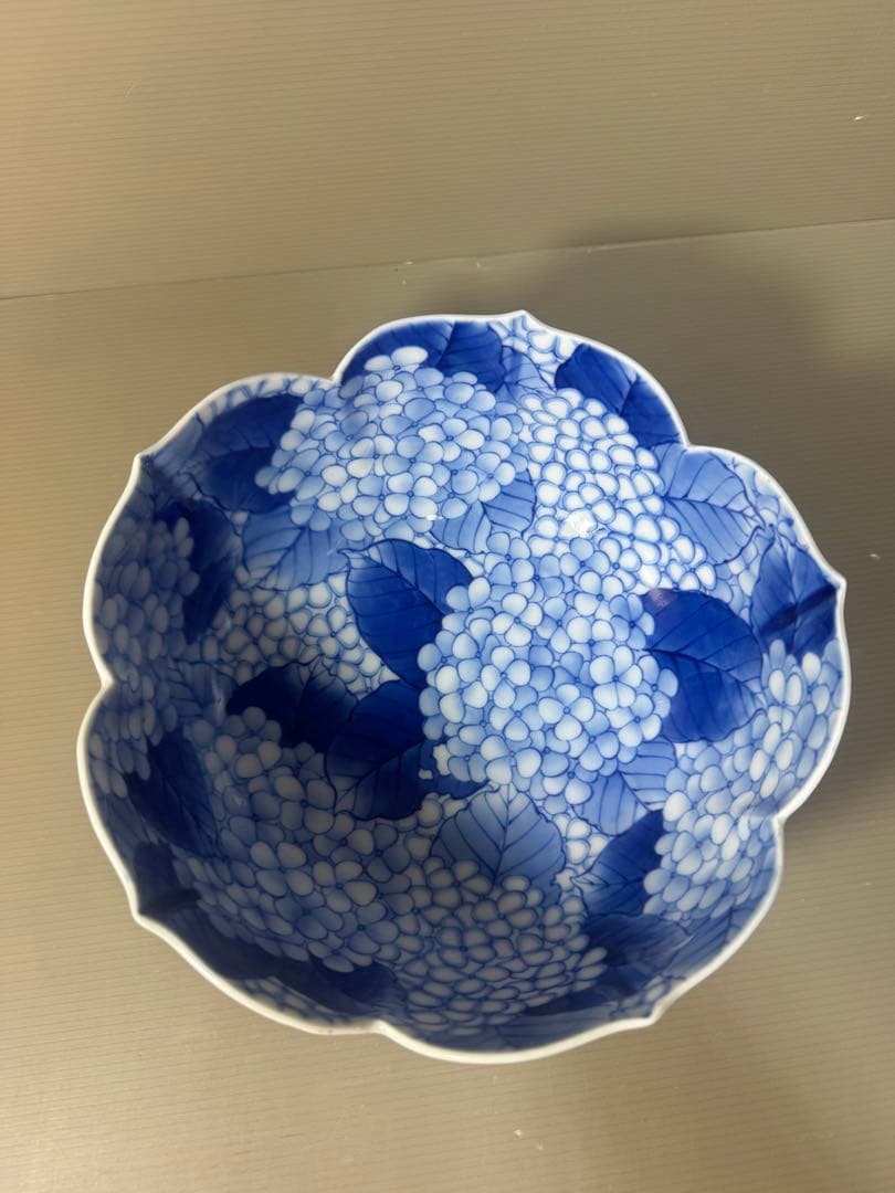2599 香蘭社　紫楊柄　果実文　花型　深鉢　時代物