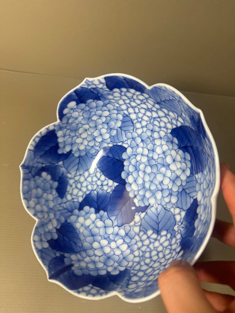 2599 香蘭社　紫楊柄　果実文　花型　深鉢　時代物