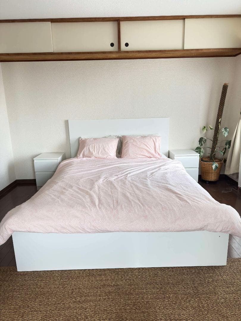 ベッドフレーム/ベッドサイド引き出し2個/ベッド収納ボックス4 個/ワードローブ