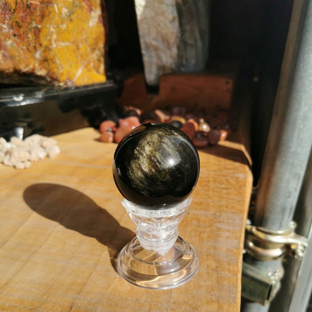 ゴールデンオブシディアン　丸玉　231　鑑賞石　石　置物　オブジェ　インテリア