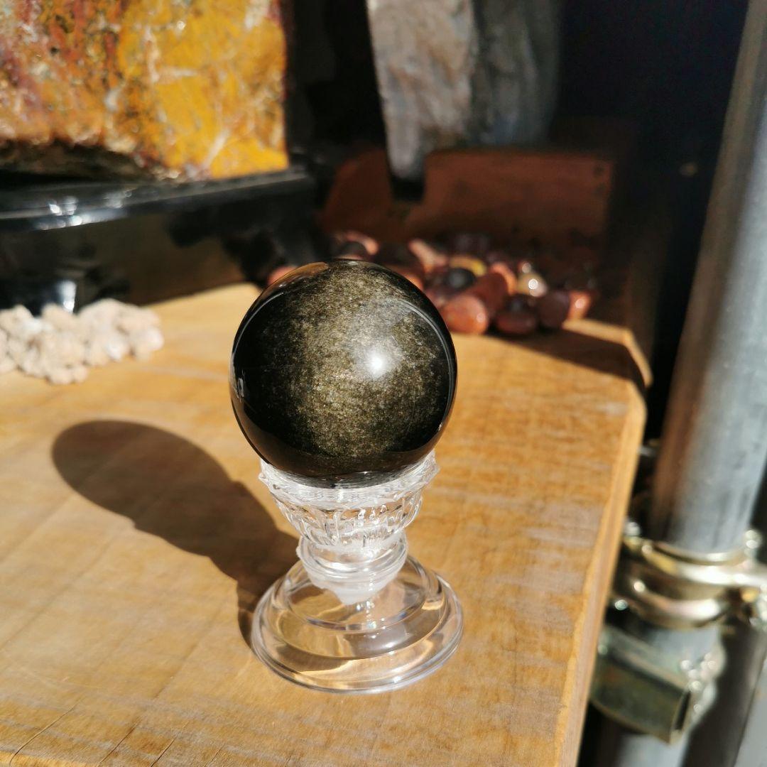 ゴールデンオブシディアン　丸玉　231　鑑賞石　石　置物　オブジェ　インテリア