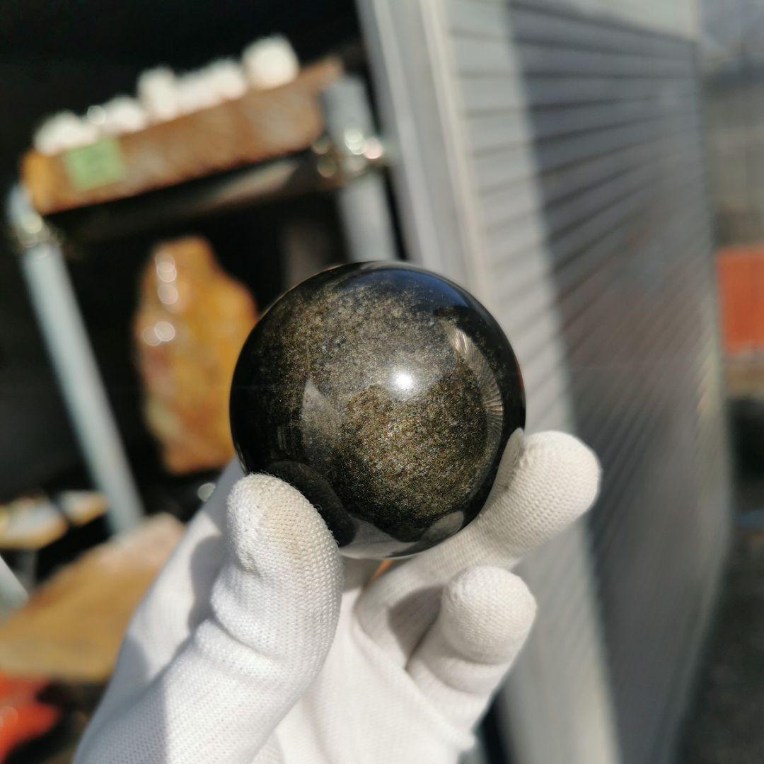 ゴールデンオブシディアン　丸玉　231　鑑賞石　石　置物　オブジェ　インテリア