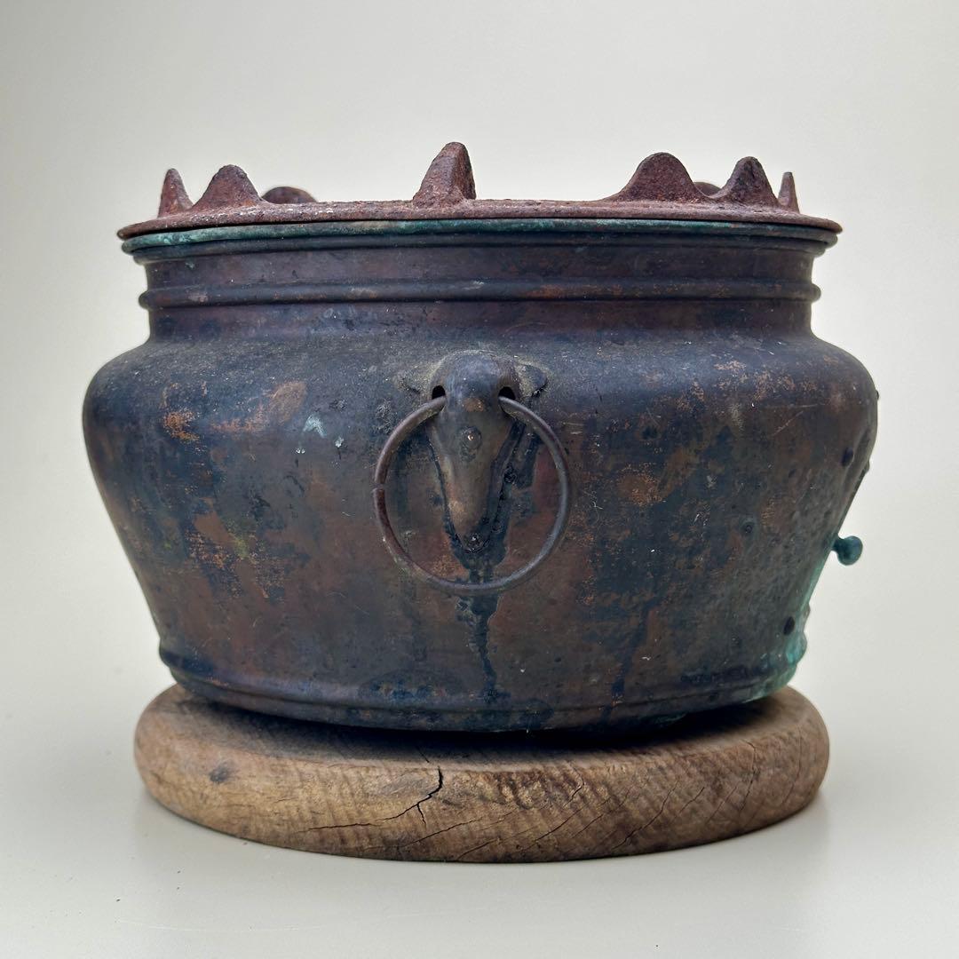 利久焜炉 安田工場 銅製 練炭コンロ アンティーク火鉢　骨董品　レア