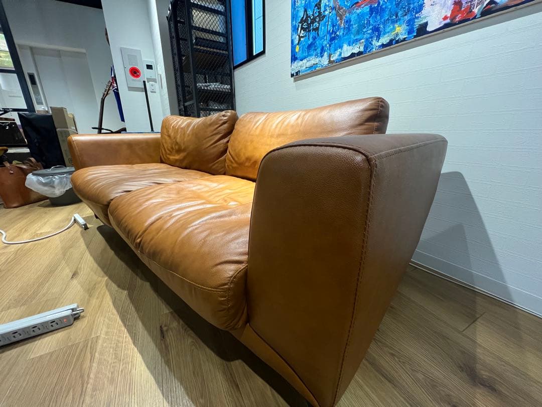 <値下げ中>NOCE ブラウンレザー 2.5人掛けソファ