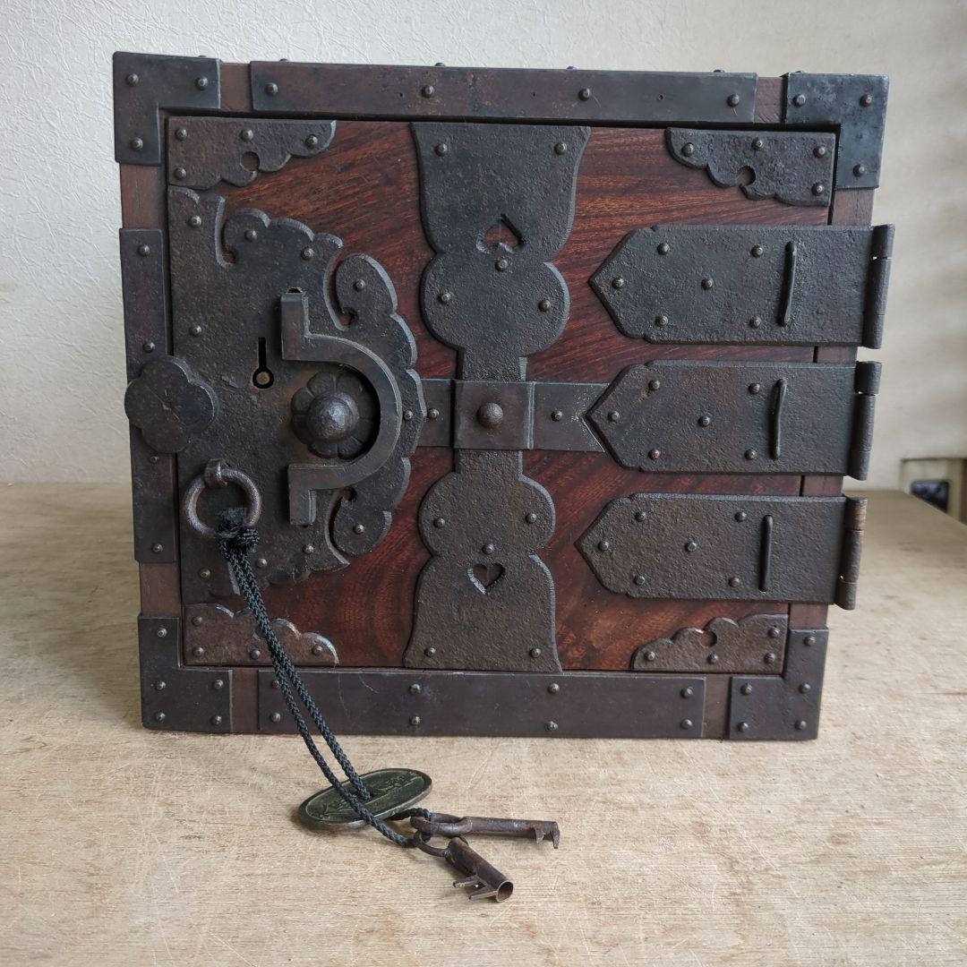 TORU 骨董 船箪笥 銭箱 引き出し 金具 鍵付 手提げ