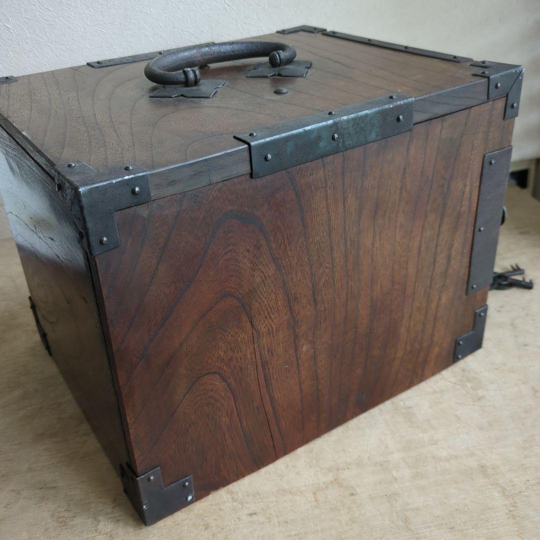 TORU 骨董 船箪笥 銭箱 引き出し 金具 鍵付 手提げ