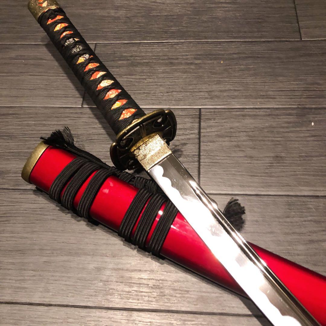 高級模造刀　居合刀　樋入刀身　合金刀身　朱拵え